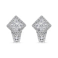 Load image into Gallery viewer, 18K White Gold 1 1/10 Cttw Round Diamond Cluster with Halo Hoop Huggie Earring (F-G Color, VS1-VS2 Clarity)
