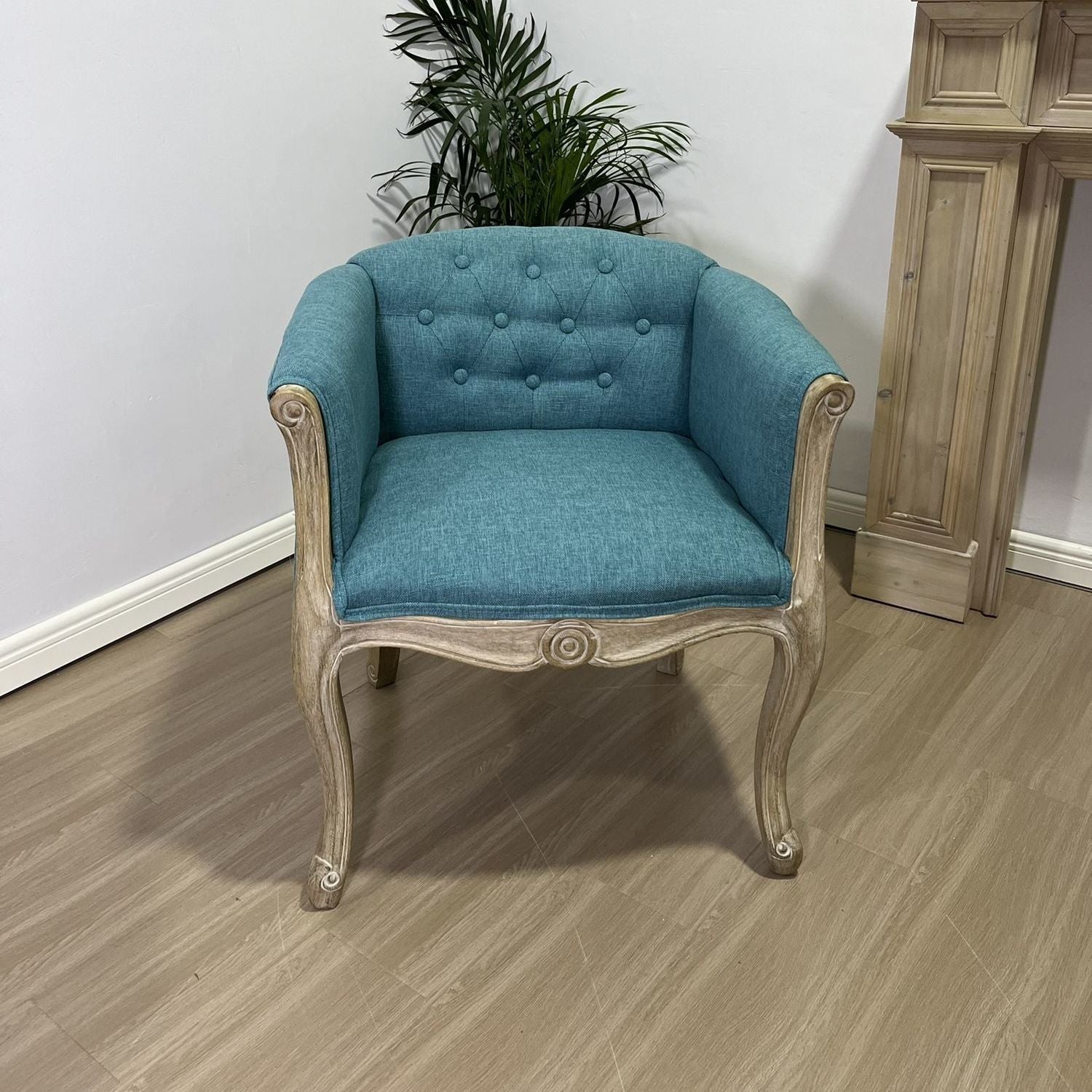 European-style Solid Wood Fabric Dining Chair With Backrest Sofa Chair Coffee Shop