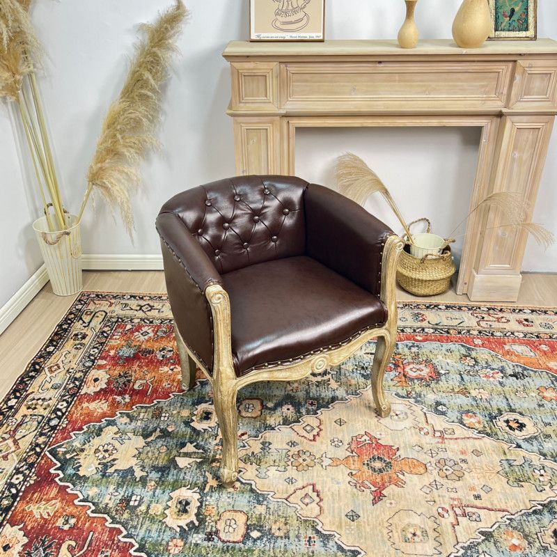 European-style Solid Wood Fabric Dining Chair With Backrest Sofa Chair Coffee Shop