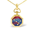 Load image into Gallery viewer, 18K Yellow Gold Diamond Gemini Constellation with Red and Blue Enamel 18" Inch Pendant Necklace (H-I Color, SI2-I1 Clarity)

