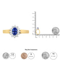 Load image into Gallery viewer, 14K Yellow Gold 1/5 Cttw Round Diamond and 6x4mm Oval Blue Tanzanite Halo Ring (H-I Color, I1-I2 Clarity)
