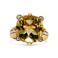 Load image into Gallery viewer, 18K Yellow Gold 15x15mm Cushion Cut Lemon Quartz and 1/4 Cttw Diamond Accented Cocktail Ring (F-G Color, VS1-VS2 Clarity)
