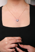 Load image into Gallery viewer, 18K Rose Gold 3/4 Cttw Diamond and Purple Amethyst Cluster Heart Shape 18" Pendant Necklace (G-H Color, SI1-SI2 Clarity)
