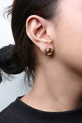Load image into Gallery viewer, 18K Yellow Gold 1/2 Cttw  Brown Diamond and 11x11mm Clover-Cut Yellow Citrine Gemstone Clover Halo Stud Earrings (Brown Color, SI1-SI2 Clarity)
