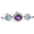 Load image into Gallery viewer, .925 Sterling Silver Oval Amethyst and Pear Blue Topaz with Diamond Accent Lariat 4”-10” Adjustable Bolo Bracelet (H-I Color, SI1-SI2 Clarity)
