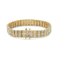 Load image into Gallery viewer, 14K Yellow Gold 8.00 Cttw Prong Set Round-Cut Diamond Art Deco Style Two Row Square Frame Link Tennis Bracelet (J-K Color, I1-I2 Clarity) - Size 7.25"
