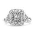 Load image into Gallery viewer, .925 Sterling Silver 1/2 Cttw Round-Cut Diamond Cluster Cushion Ring (I-J , I1-I2)
