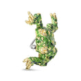 Load image into Gallery viewer, 18K Yellow Gold 1/6 Cttw Diamond Green Frog Enamel Floral Brooch Pin (H-I Color, VS2-SI1 Clarity)
