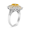 Load image into Gallery viewer, 18K White and Yellow Gold 2.15 Cttw Yellow Radiant Lab Grown Center Diamond Halo Framed Cocktail Ring (Yellow/G-H Color, VS1-VS2 Clarity)
