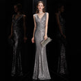 Load image into Gallery viewer, Women's Spring Royal Diamond Silver Sequined Fishtail Slim Sexy Evening Dress Dress
