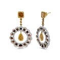 Load image into Gallery viewer, 14K White and Yellow Gold 10.0 Cttw Mixed Natural Fancy Diamond Dangle Hoop and Bale Earrings (Yellow Color, I1-I2 Clarity)
