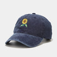 Load image into Gallery viewer, Washed-out Vintage SUNFLOWER Embroidered Peaked Cap Outdoor Travel
