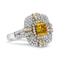 Load image into Gallery viewer, 18K White and Yellow Gold 2.15 Cttw Yellow Radiant Lab Grown Center Diamond Halo Framed Cocktail Ring (Yellow/G-H Color, VS1-VS2 Clarity)
