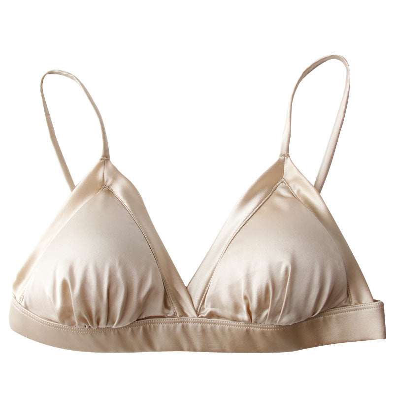 Silk Breathable High-grade Silk French Suit Thin Underwear Triangle Cup Small Chest Female Mulberry Silk Bra Bra
