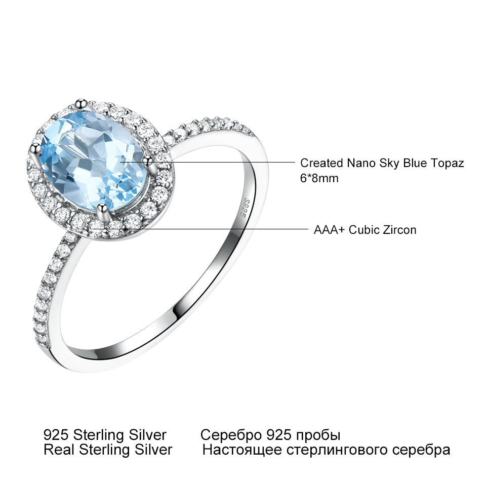 Classic Morganite Ring Female Wedding Diamond 18k silver ring
