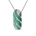 Load image into Gallery viewer, .925 Sterling Silver Turquoise Enamel and 1/2 Cttw Diamond Block 18" Pendant Necklace (F-G Color, VS1-VS2 Clarity)
