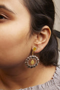 Load image into Gallery viewer, 14K White and Yellow Gold 10.0 Cttw Mixed Natural Fancy Diamond Dangle Hoop and Bale Earrings (Yellow Color, I1-I2 Clarity)

