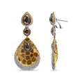 Load image into Gallery viewer, 14K White and Yellow Gold 16 1/4 Cttw Fancy Color Rose Cut Diamond Disc Drop Dangle Statement Earrings (Fancy Colors, I2-I3 Clarity)

