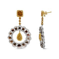 Load image into Gallery viewer, 14K White and Yellow Gold 10.0 Cttw Mixed Natural Fancy Diamond Dangle Hoop and Bale Earrings (Yellow Color, I1-I2 Clarity)
