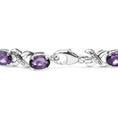 Load image into Gallery viewer, .925 Sterling Silver 7x5mm Oval Amethyst and Diamond Accent X-Link Bracelet (H-I Color, SI1-SI2 Clarity)  - Size 7"
