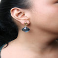 Load image into Gallery viewer, 18K White and Yellow Gold 1/5 Cttw Diamond with Pear Cut Lemon Quartz, and Cushion Cut London Blue Topaz Gemstone Dangle Earring (G-H Color, SI1-SI2 Clarity)
