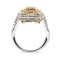 Load image into Gallery viewer, 14K Tri-Toned Gold 1.00 Cttw Yellow Diamond Halo and Milgrain Cocktail Cluster Ring (Yellow/G-H Color, SI1-SI2 Clarity) - Ring Size 7
