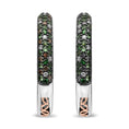 Load image into Gallery viewer, 18K White Gold 1.00 Cttw Brown and White Diamond and 1.3mm Round Green Tsavorite Gemstone Inside Outside Hoop Earrings (Brown and G-H Color, SI1-SI2 Clarity)
