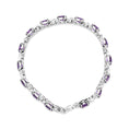 Load image into Gallery viewer, .925 Sterling Silver 7x5mm Oval Amethyst and Diamond Accent X-Link Bracelet (H-I Color, SI1-SI2 Clarity)  - Size 7"
