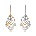 Load image into Gallery viewer, 14K White and Rose Gold 2 1/2 Cttw Diamond Curved Rhombus Shape Drop and Chandelier Style Dangle Earring (J-K Color, I2-I3 Clarity)
