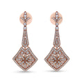 Load image into Gallery viewer, 18K Rose Gold 1 1/3 Cttw Diamond Studded Fleur De Lis Trellis Style Drop and Dangle Earring (F-G Color, VS1-VS2 Clarity)
