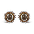 Load image into Gallery viewer, 14K Rose Gold 3 1/2 Cttw Fancy Rose Cut Diamond Circle Shaped Triple Halo Stud Earring (Fancy Color, I2-I3 clarity)
