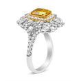 Load image into Gallery viewer, 18k Yellow and White Gold 2 3/4 Cttw Lab Grown Yellow Radiant Cut Diamond Halo Cluster Ring  (Yellow/G-H Color, VS1-VS2 Clarity)
