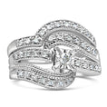 Load image into Gallery viewer, .925 Sterling Silver 1/3 Cttw Round Diamond Crisscross Engagement Ring Bridal Set (H-I Color, I1-I2 Clarity )
