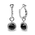 Load image into Gallery viewer, 18K White Gold 1/3 Cttw Diamond and 7mm Round Black Onyx Gemstone Halo Dangle Hoop Earrings (G-H Color, SI1-SI2 Clarity)
