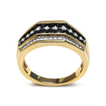 Load image into Gallery viewer, Men's 14K Yellow Gold Plated .925 Sterling Silver 1 1/2 Cttw White and Black Treated Diamond Cluster Ring (Black / I-J Color, I2-I3 Clarity)
