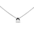 Load image into Gallery viewer, 18K White Gold Diamond Accent and 1mm Round Blue Sapphire Gemstone Halo Teardrop Pendant Necklace (G-H Color, SI1-SI2 Clarity)  - Adjustable up to 15.5" - 17"
