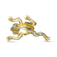 Load image into Gallery viewer, 18K Yellow Gold 1/6 Cttw Diamond Green Frog Enamel Floral Brooch Pin (H-I Color, VS2-SI1 Clarity)
