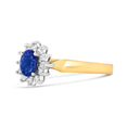 Load image into Gallery viewer, 14K Yellow Gold 1/5 Cttw Round Diamond and 6x4mm Oval Blue Tanzanite Halo Ring (H-I Color, I1-I2 Clarity)
